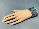 One Of The Most Unique Vintage Native American Navajo Turquoise Inlay Sterling Silver Bracelet-Nativo Arts
