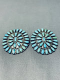 Larry Moses Begay Amazing Vintage Native American Navajo Turquoise Sterling Silver Earrings-Nativo Arts