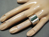Huge Vintage Native American Navajo Cerrillos Turquoise Inlay Sterling Silver Ring Old-Nativo Arts