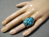 Fantastic Vintage Native American Navajo Sleeping Beauty Turquoise Sterling Silver Ring-Nativo Arts