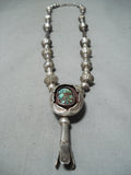 Striking Vintage Native American Navajo Royston Turquoise Sterling Sivler Necklace Old-Nativo Arts