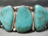 Opulent Vintage Native American Navajo Royston Turquoise Sterling Silver Bracelet Old-Nativo Arts