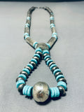 Intense Workmanship Native American Navajo Tubule Sterling Silver Turquoise Necklace-Nativo Arts