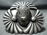 Huge Heavy Buffalo Native American Sterling Silver Ring-Nativo Arts