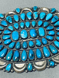 Victor Moses Begay Vintage Native American Navajo Old Kingman Turquoise Sterling Silver Pin-Nativo Arts