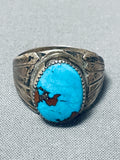 Important Vintage Native American Zuni Red Mountain Turquoise Sterling Silver Ring-Nativo Arts