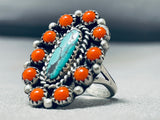 Important Kee Family Vintage Native American Navajo Spiderweb Turquoise Sterling Silver Ring-Nativo Arts
