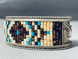 Unique Vintage Native American Navajo Turquoise & Heishi Sterling Silver Bracelet-Nativo Arts
