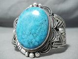 Monstrous Vintage Native American Navajo Blue Diamond Turquoise Sterling Silver Bracelet-Nativo Arts