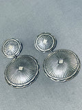 Spectacular Vintage Native American Navajo Sterling Silver Concho Earrings-Nativo Arts