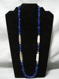 Superior Vintage Native American Navajo Sterling Silver Tubule Lapis Necklace Old-Nativo Arts
