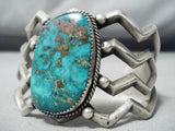 Very Rare Vintage Native American Navajo Green Bisbee Turquoise Sterling Silver Bracelet-Nativo Arts