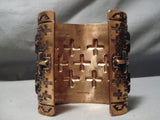 Huge Native American Navajo Cross Christian Hand Tooled Copper Bracelet- Wide!!-Nativo Arts
