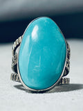 Exceptional San Felipe Kingman Turquoise Sterling Silver Huge Ring-Nativo Arts