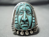 Native American Importasnt Hand Carved Turquoise Coral Sterling Silver Ring-Nativo Arts