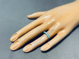 Amazing Vintage Native American Navajo Turquoise Inlay Sterling Silver Ring Old-Nativo Arts