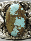 Huge Heavy Native American Navajo #8 Turquoise Sterling Silver Lizard Bracelet Cuff-Nativo Arts