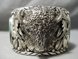 One Of The Biggest Heavist Native American Navajo Buffalo Turquoise Sterling Silver Bracelet-Nativo Arts