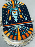 4 Inch Long Rare Huge Native American Navajo Turquoise Kachina Sterling Silver Necklace-Nativo Arts