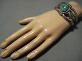 Striking Vintage Zuni Native American Green Turquoise Sterling Silver Bracelet-Nativo Arts