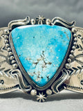 Aaron Toadlena Vintage Native American Navajo Gilbert Turquoise Sterling Silver Bracelet-Nativo Arts