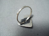 Adorable Vintage Native American Navajo Sleeping Beauty Turquoise Sterling Silver Heart Ring Old-Nativo Arts