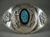 Advanced Native American Jewelry Silver Work Vintage Navajo 'Arrowhead &kokopelli' Turquoise Bracelet-Nativo Arts
