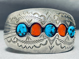 Advanced Work Vintage Native American Navajo Pam Benally Turquoise Sterling Silver Bracelet-Nativo Arts