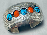 Advanced Work Vintage Native American Navajo Pam Benally Turquoise Sterling Silver Bracelet-Nativo Arts