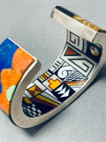 Afterlife Beauty Native American Navajo Internal Inlay Turquoise Sterling Silver Bracelet-Nativo Arts