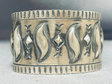 Al Cleveland Dramatic Native American Navajo Sterling Silver Bracelet Signed-Nativo Arts