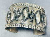 Al Cleveland Dramatic Native American Navajo Sterling Silver Bracelet Signed-Nativo Arts