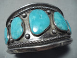 Al Cleveland Huge Vintage Native American Navajo Turquoise Sterling Silver Bracelet-Nativo Arts
