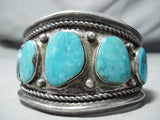 Al Cleveland Huge Vintage Native American Navajo Turquoise Sterling Silver Bracelet-Nativo Arts