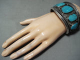 Al Cleveland Huge Vintage Native American Navajo Turquoise Sterling Silver Bracelet-Nativo Arts