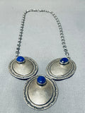 Al Platero Vintage Native American Navajo Lapis Concho Sterling Silver Necklace-Nativo Arts