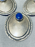 Al Platero Vintage Native American Navajo Lapis Concho Sterling Silver Necklace-Nativo Arts
