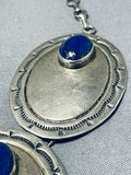 Al Platero Vintage Native American Navajo Lapis Concho Sterling Silver Necklace-Nativo Arts
