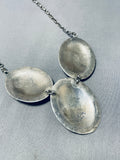 Al Platero Vintage Native American Navajo Lapis Concho Sterling Silver Necklace-Nativo Arts