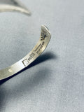 Al Toadacheene Vintage Native American Navajo Sterling Silver Sun Stamp Bracelet-Nativo Arts