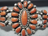 Alice Quam Authentic Vintage Native American Zuni Coral Sterling Silver Bracelet-Nativo Arts