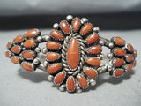Alice Quam Authentic Vintage Native American Zuni Coral Sterling Silver Bracelet-Nativo Arts