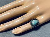 Amazing Earlier Vintage Native American Navajo #8 Turquoise Sterling Silver Ring-Nativo Arts