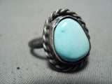 Amazing Early Vintage Native American Navajo Light Blue Turquoise Sterling Silver Bead Ring Old-Nativo Arts