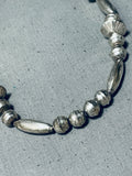 Amazing Hand Tooled Vintage Native American Navajo Sterling Silver Tubule Necklace-Nativo Arts