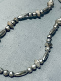 Amazing Hand Tooled Vintage Native American Navajo Sterling Silver Tubule Necklace-Nativo Arts