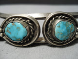 Amazing Heavy Thick Vintage Native American Navajo Turquoise Sterling Silver Bracelet Old-Nativo Arts