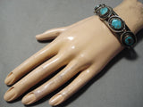 Amazing Heavy Thick Vintage Native American Navajo Turquoise Sterling Silver Bracelet Old-Nativo Arts