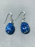 Amazing Native American Navajo Lapis Sterling Silver Earrings-Nativo Arts