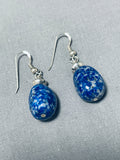 Amazing Native American Navajo Lapis Sterling Silver Earrings-Nativo Arts